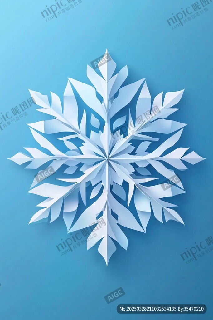 藍色背景下的精致雪花