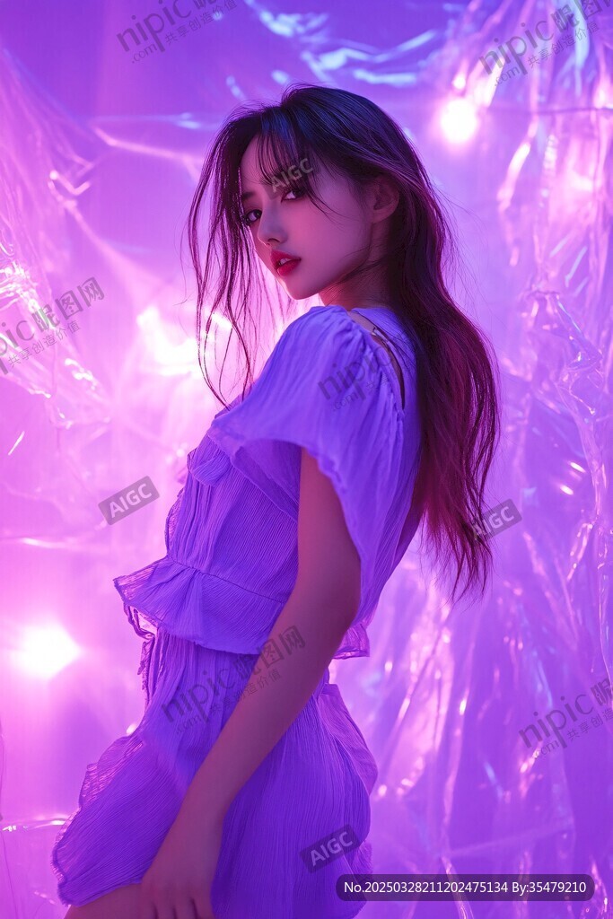 夢(mèng)幻紫調(diào)下的優(yōu)雅少女