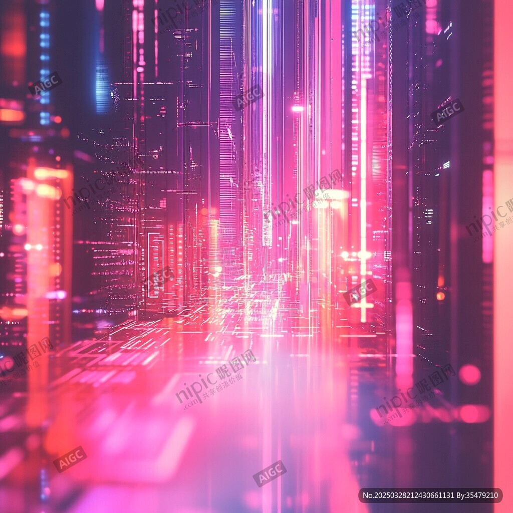 未來科技感霓虹都市景觀