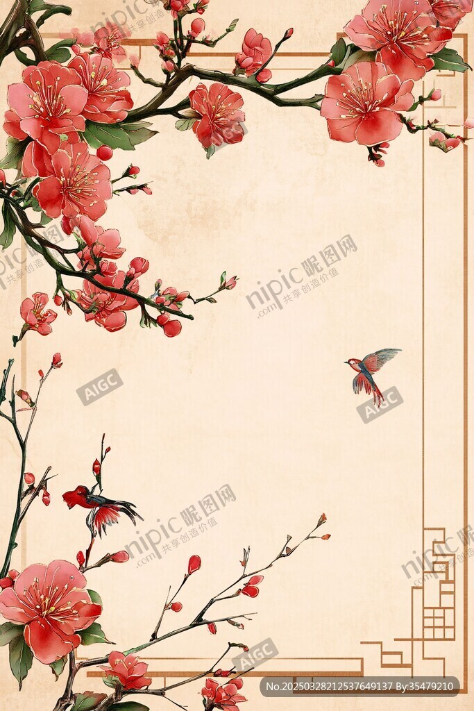 中式花鳥(niǎo)古風(fēng)背景圖