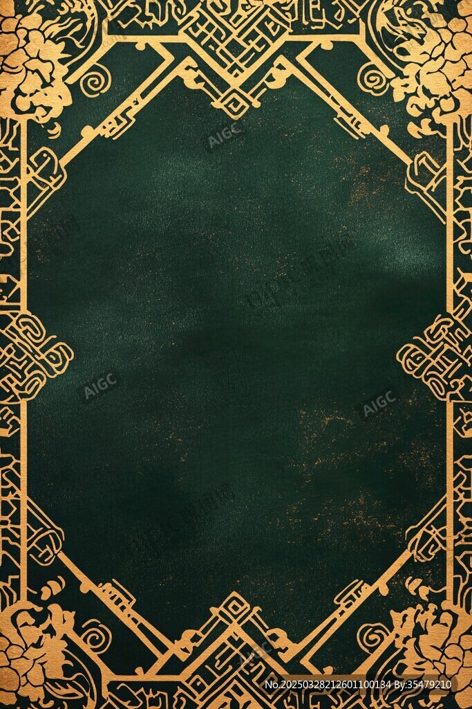 中式復古金色花紋邊框背景