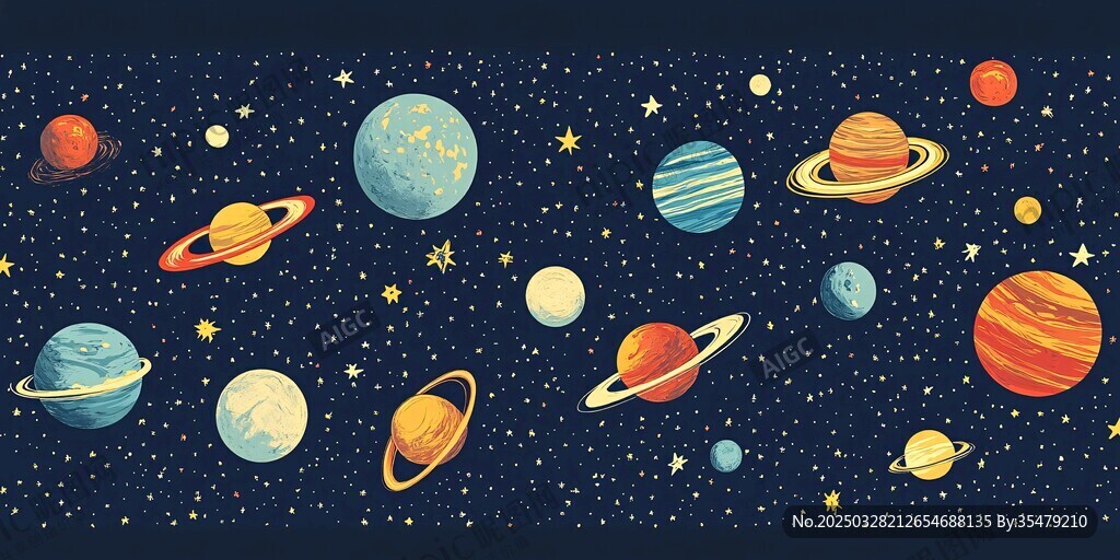 夢幻宇宙行星插畫