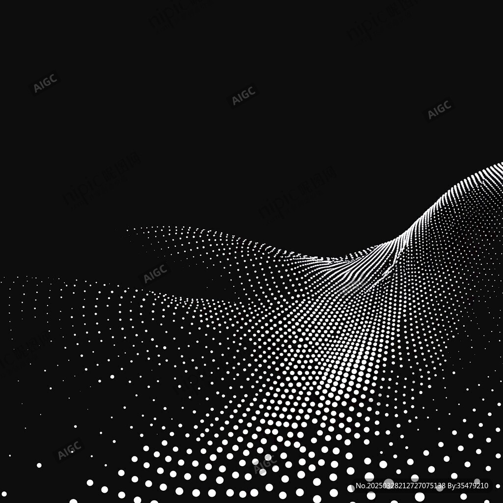 黑白粒子波浪抽象背景圖