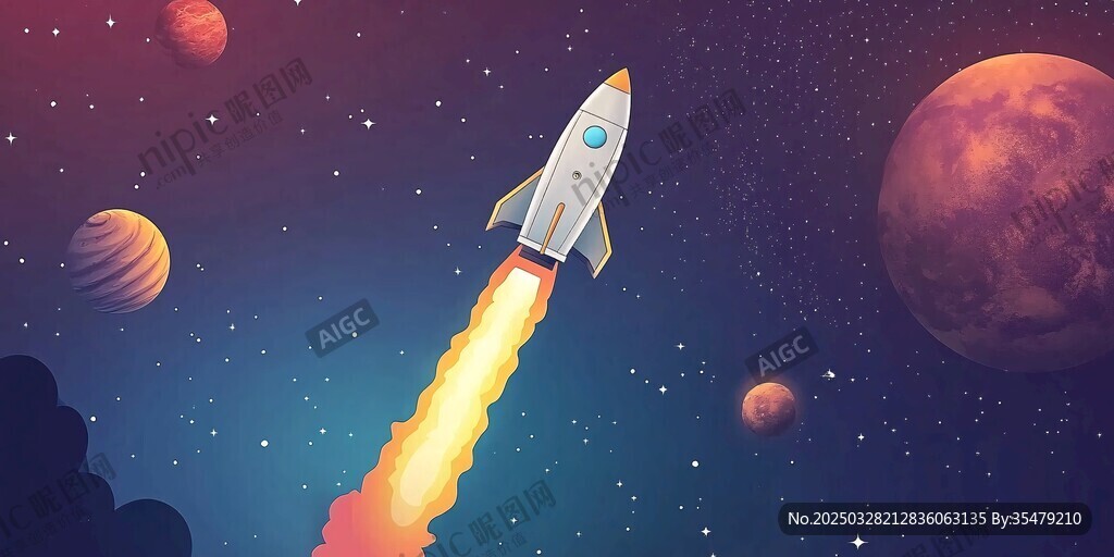 火箭飛向浩瀚宇宙