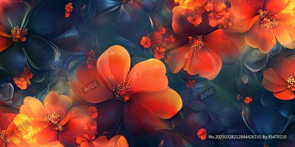 絢麗花卉夢幻背景圖