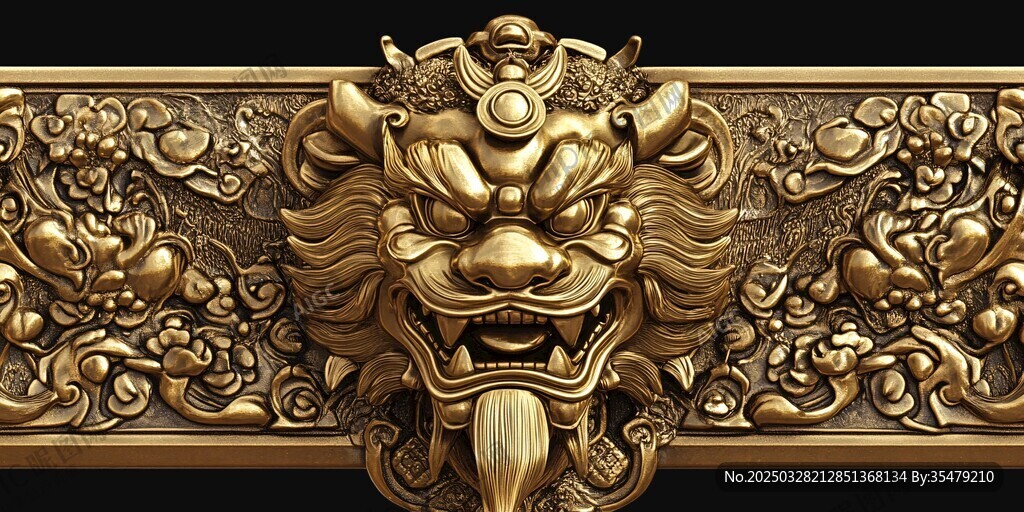 中式金雕瑞獸浮雕裝飾