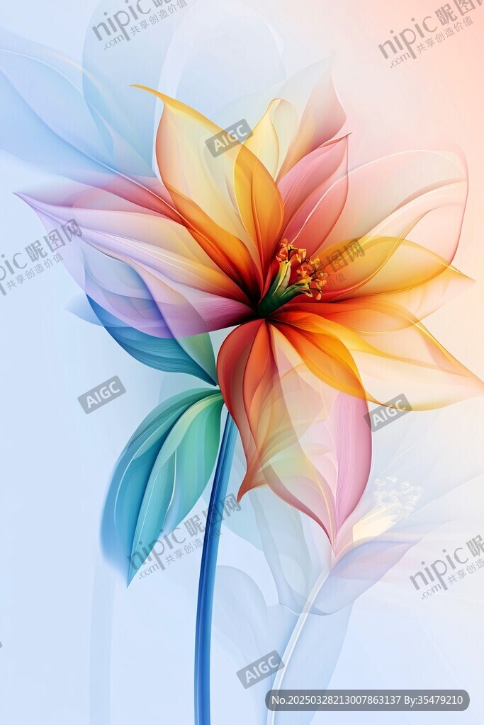 夢(mèng)幻絢麗花朵藝術(shù)插畫