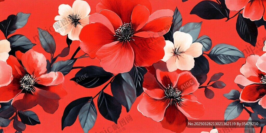 紅色花卉圖案背景設計