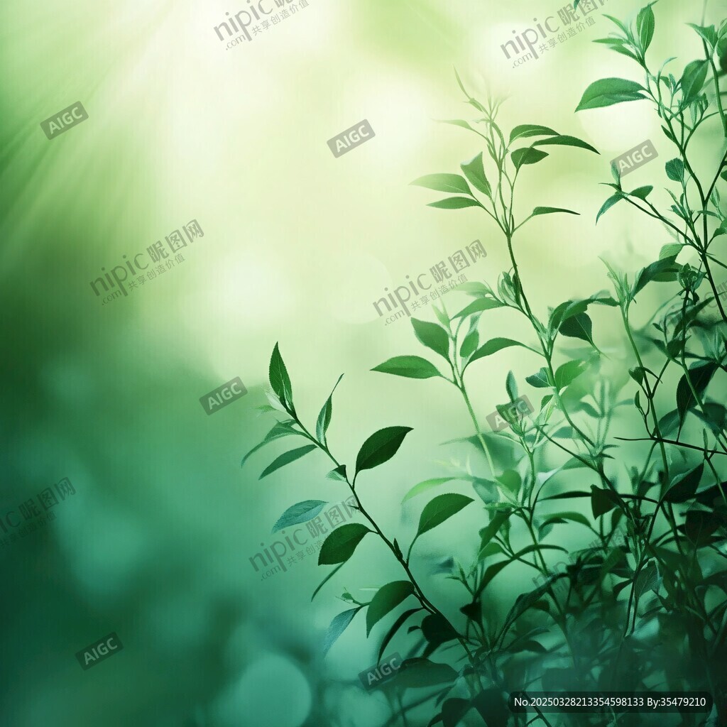 嫩綠枝葉在光影下的生機