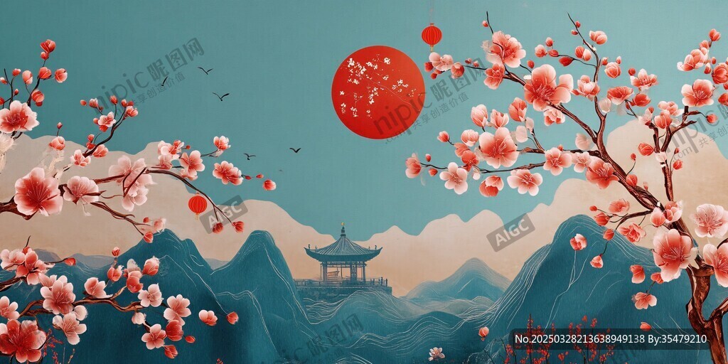 春日山水間的爛漫花景