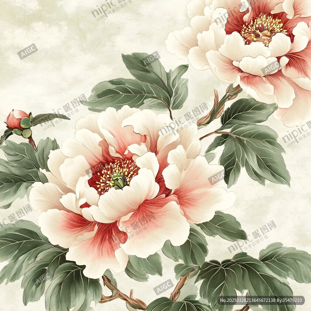 國色牡丹花卉藝術(shù)插畫