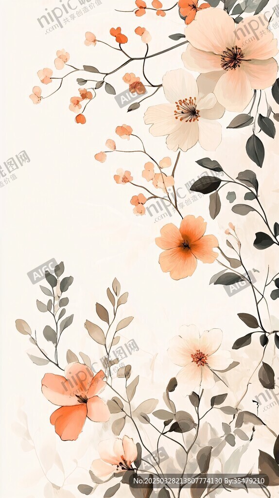 中式水墨風花卉裝飾畫