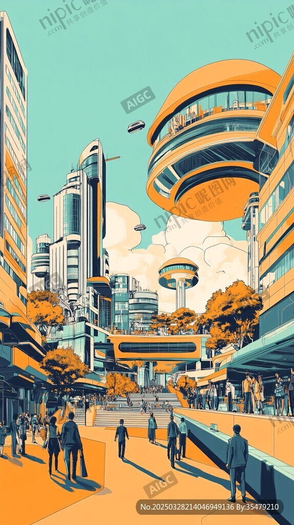 未來都市街道景象