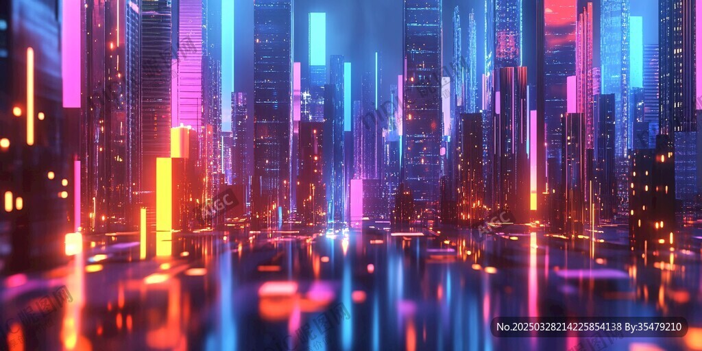 霓虹都市夜景絢麗未來感