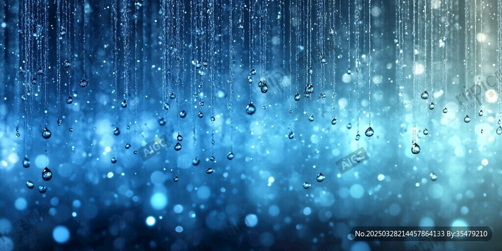 夢幻藍(lán)色雨滴背景畫面