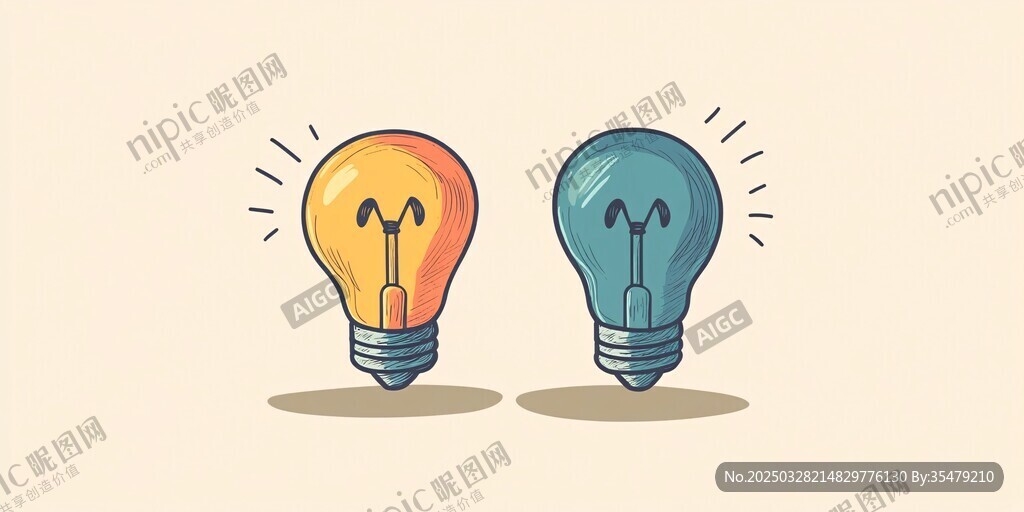 兩個表情燈泡插畫