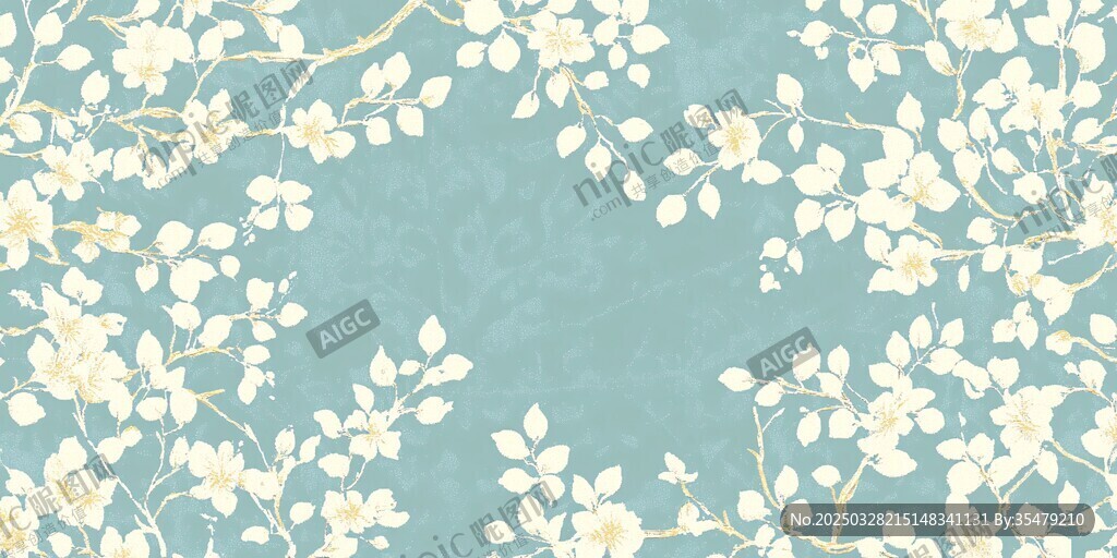 淡藍(lán)底白花花卉裝飾圖案