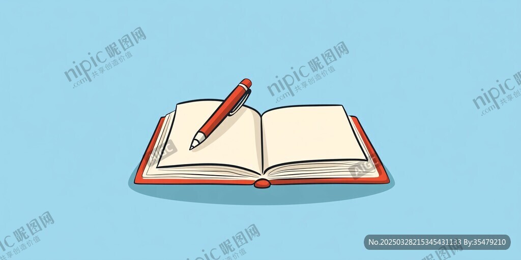 翻開的書本與紅筆