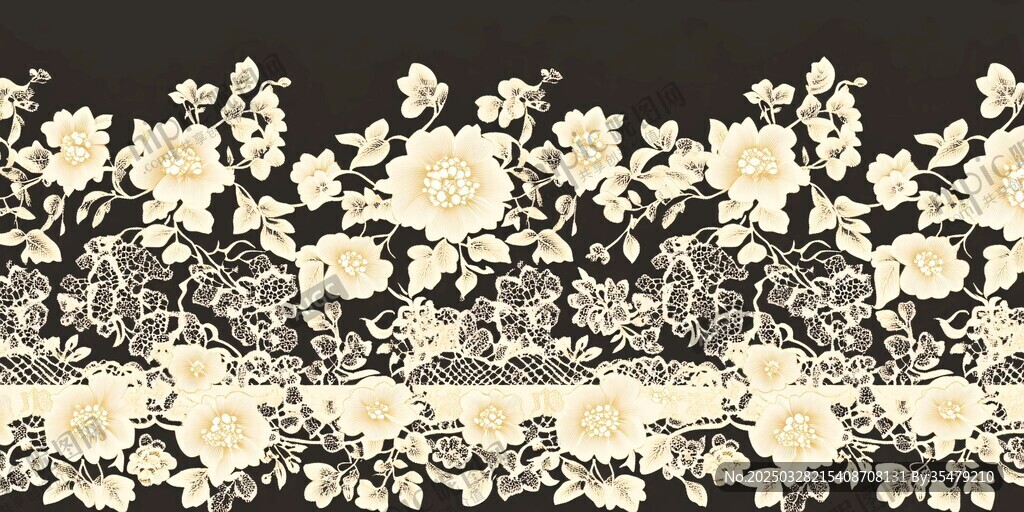 黑白花卉蕾絲花邊圖案