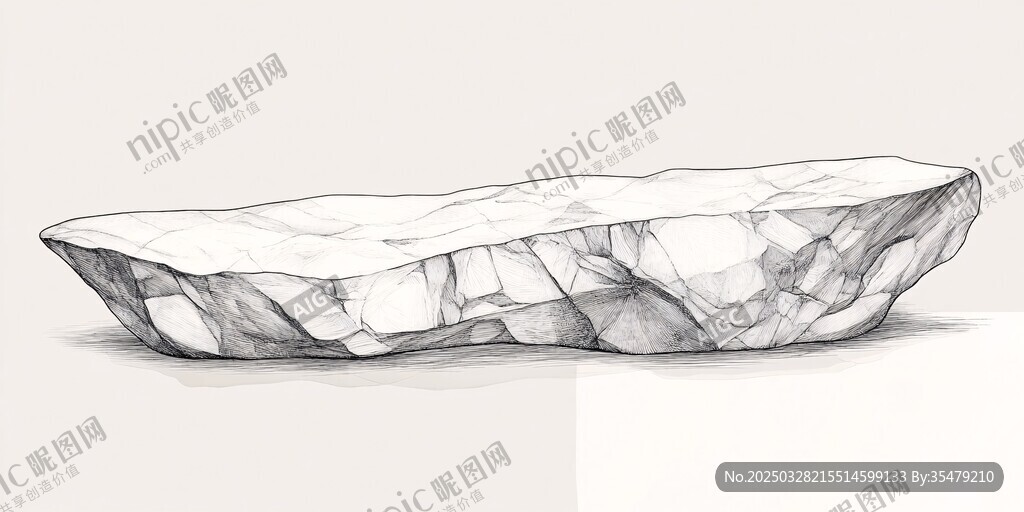 素描石塊 簡潔線條勾勒