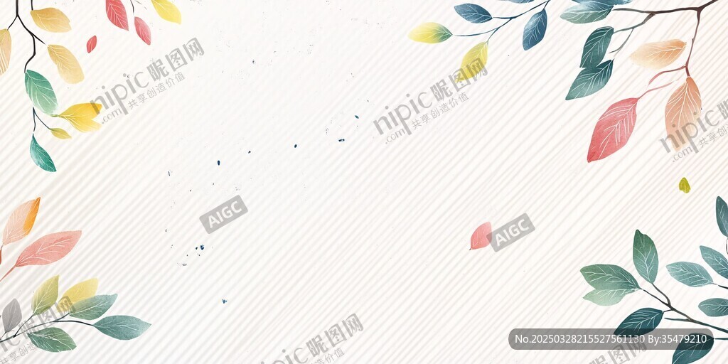 水彩風(fēng)花葉邊框背景圖
