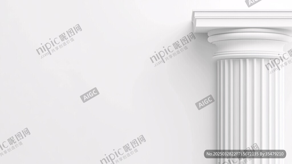 白色古典羅馬柱墻面一角