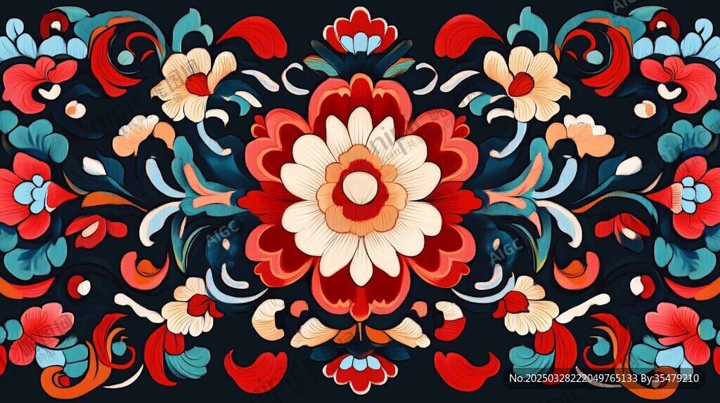 傳統(tǒng)花卉圖案精美裝飾畫