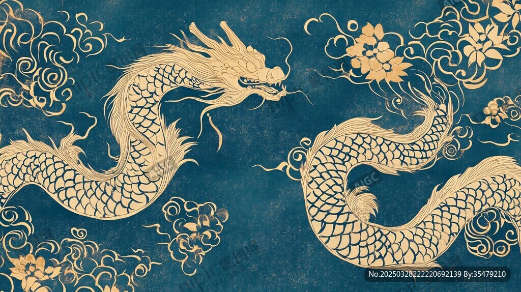 金龍戲云中式傳統紋樣