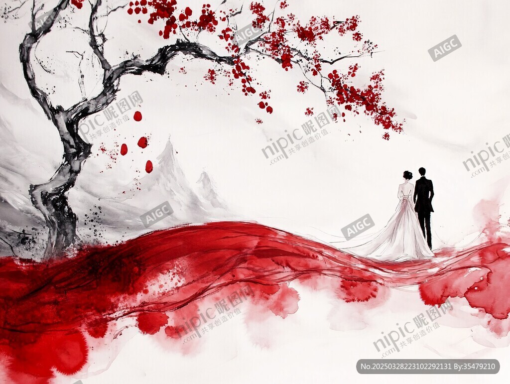 水墨紅韻下的浪漫新婚