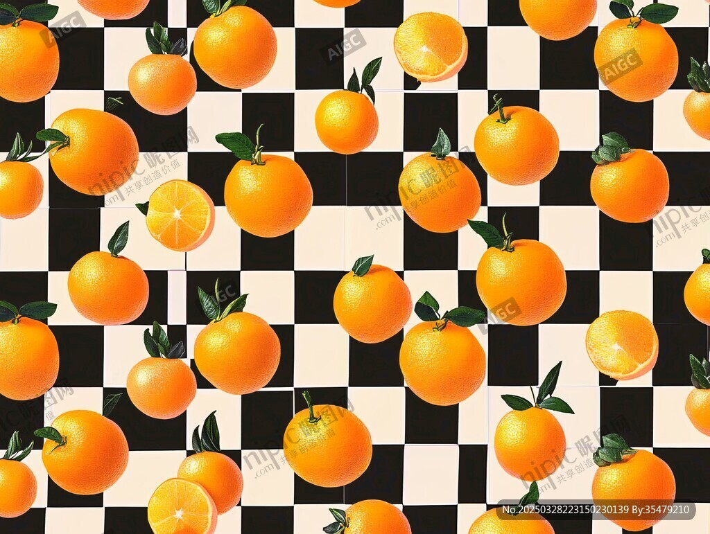 棋盤格上的鮮橙圖案