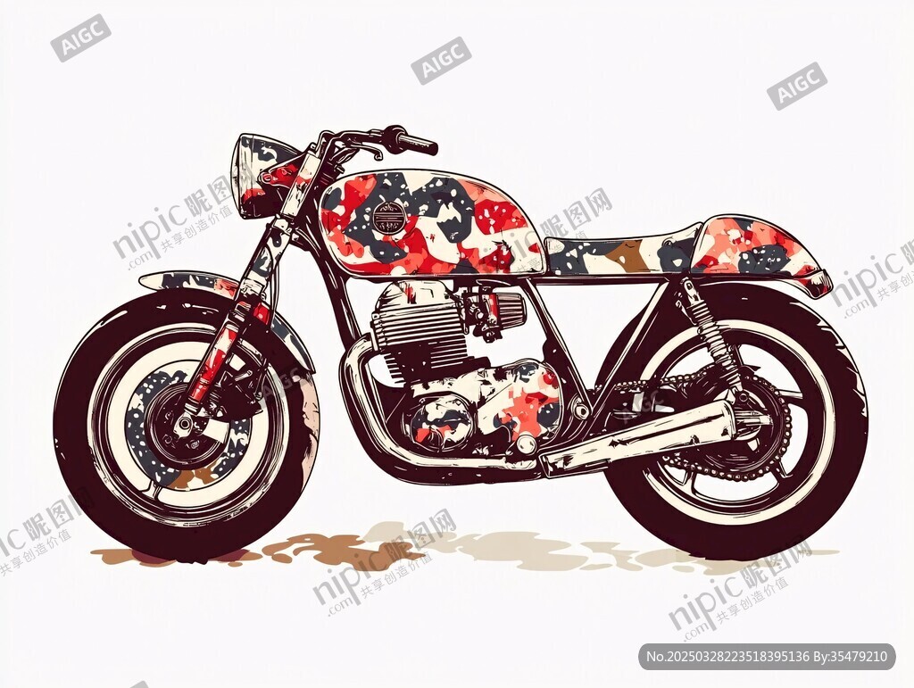 花卉涂裝復古風摩托車