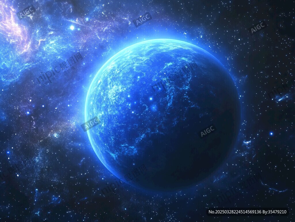 夢幻藍色星球與璀璨星空