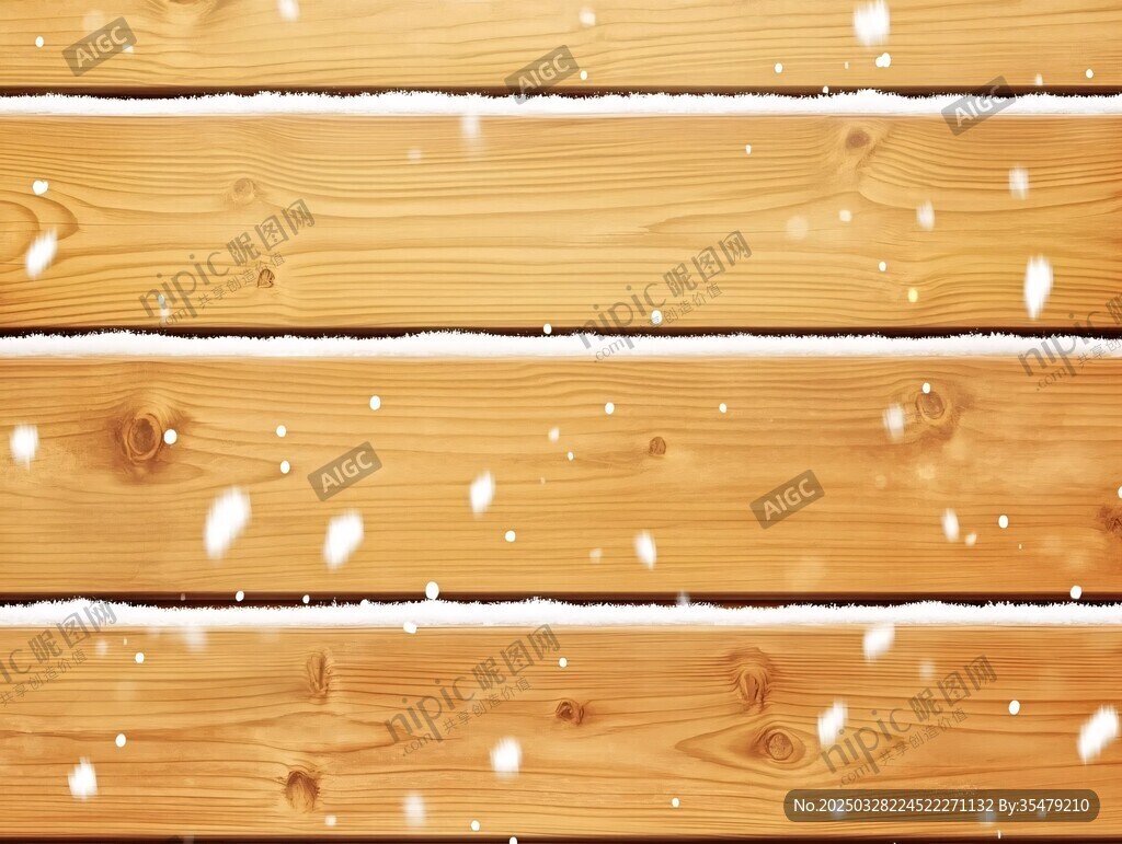 雪落木板背景圖