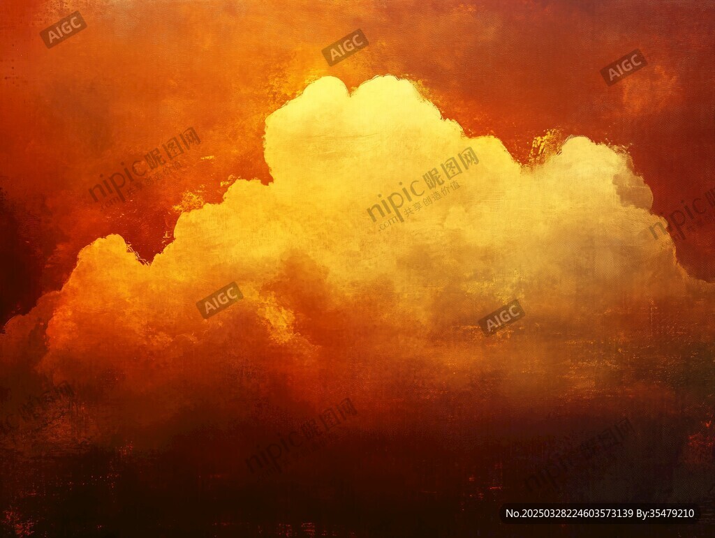 夢幻橙黃云朵藝術圖景