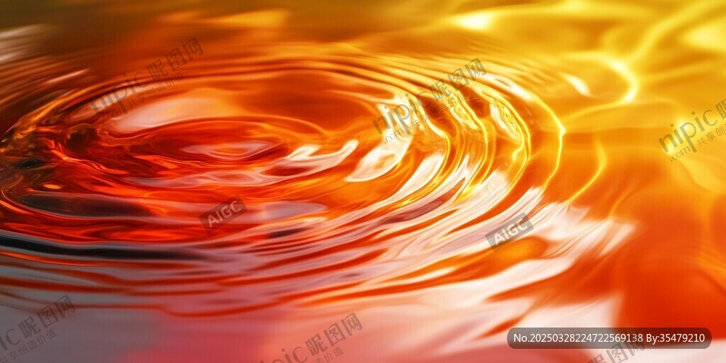 橙紅色水面漣漪美景