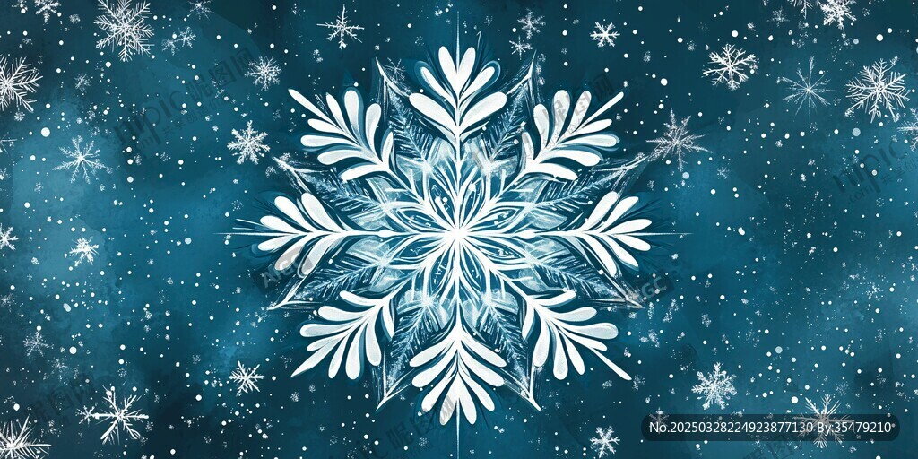 夢幻藍色雪花背景圖
