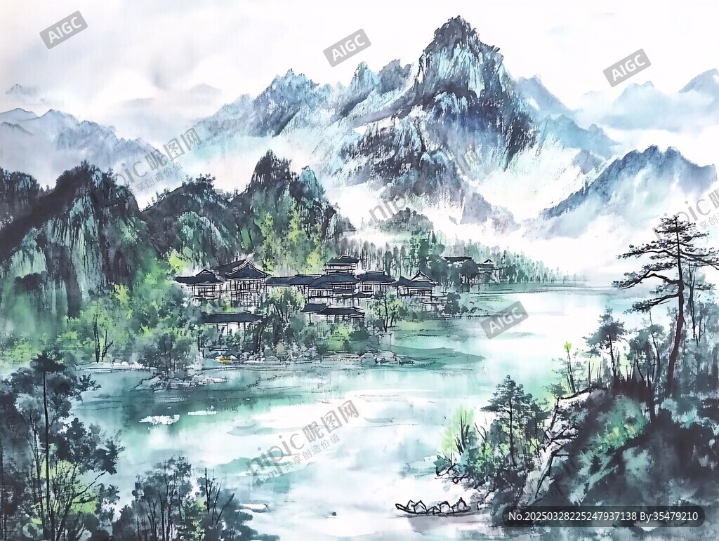 水墨山水間的靜謐之景