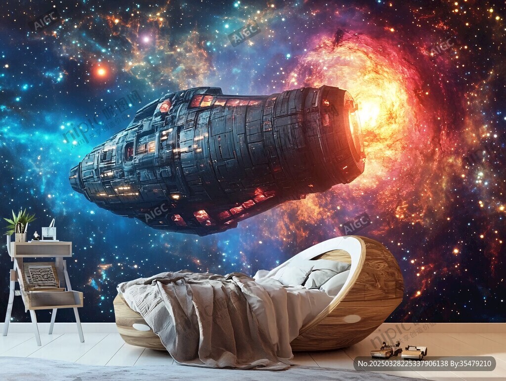 夢幻宇宙飛船主題臥室墻