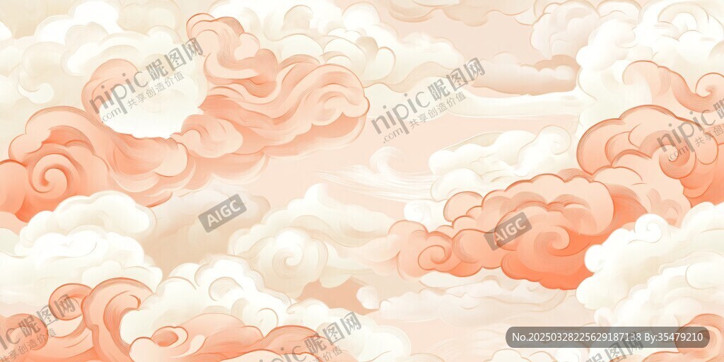 夢幻粉白云海背景圖