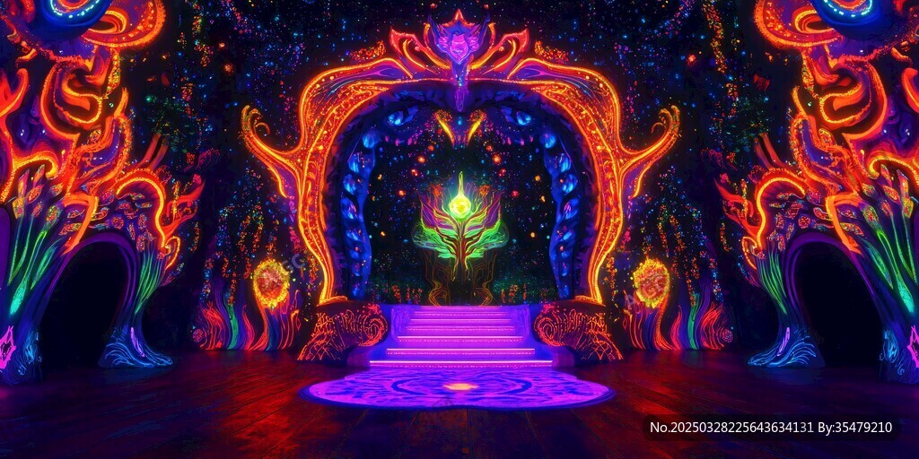 夢幻炫彩的舞臺燈光場景