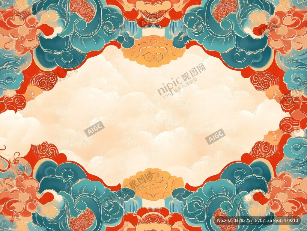 中式云紋邊框傳統(tǒng)背景圖