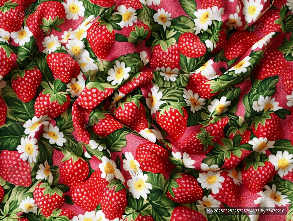 草莓花卉印花布料