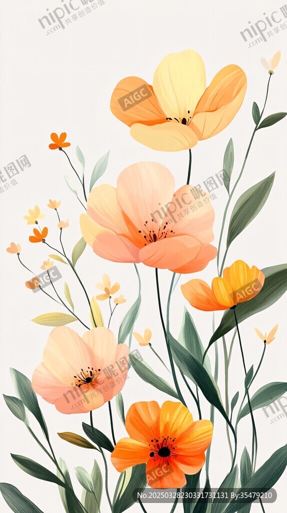 手繪清新花卉插畫作品