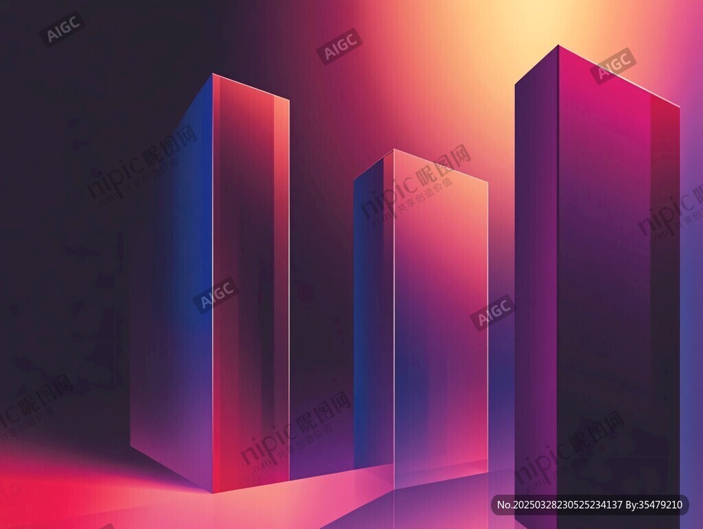 炫彩幾何立體空間場景