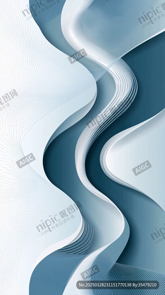 藍白漸變抽象波浪紋理圖案