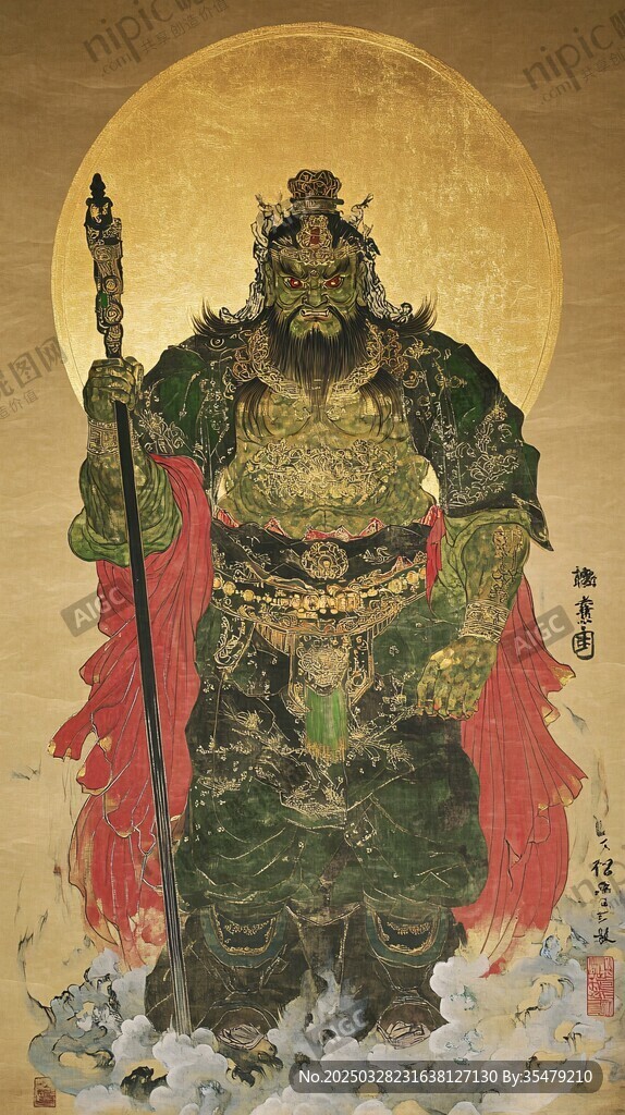持杖威嚴(yán)神將插畫