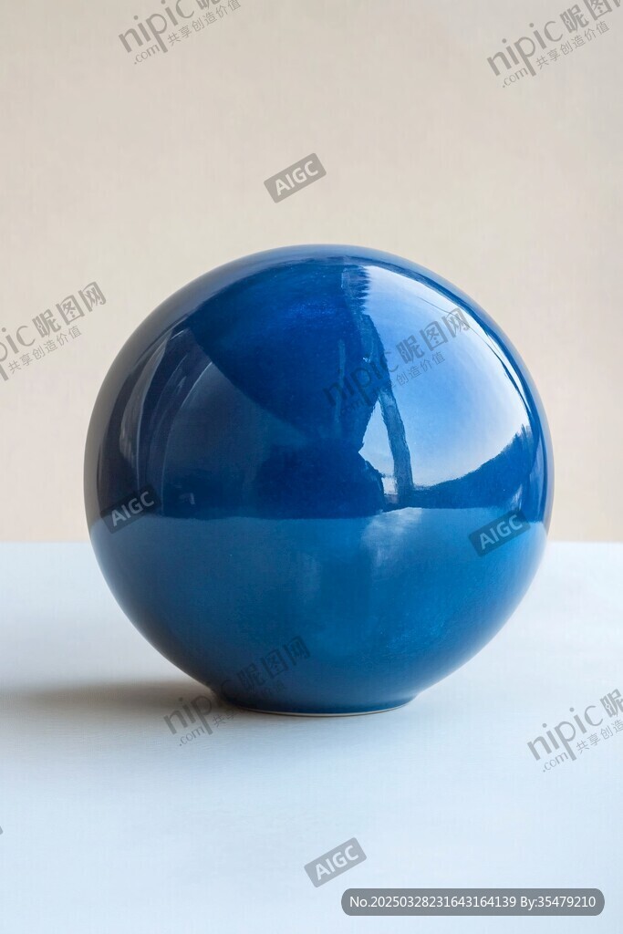 藍(lán)色陶瓷圓球擺件