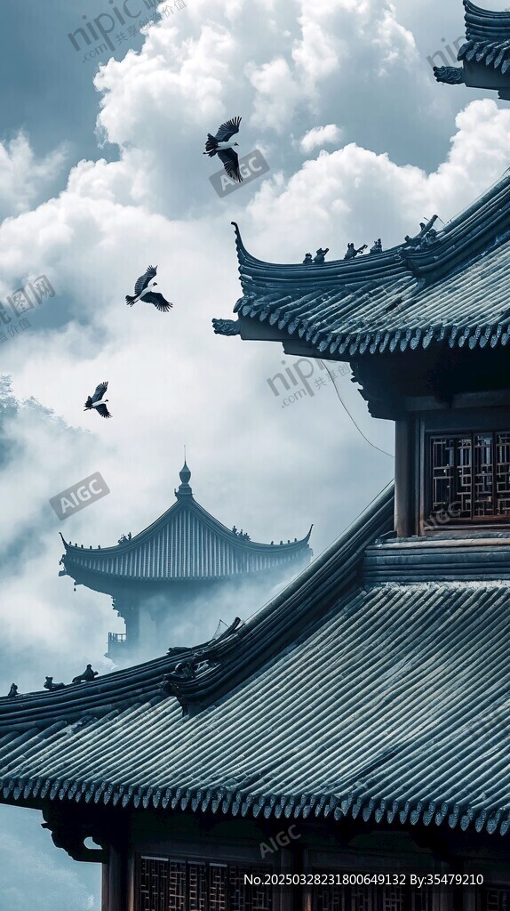 古建飛鳥圖