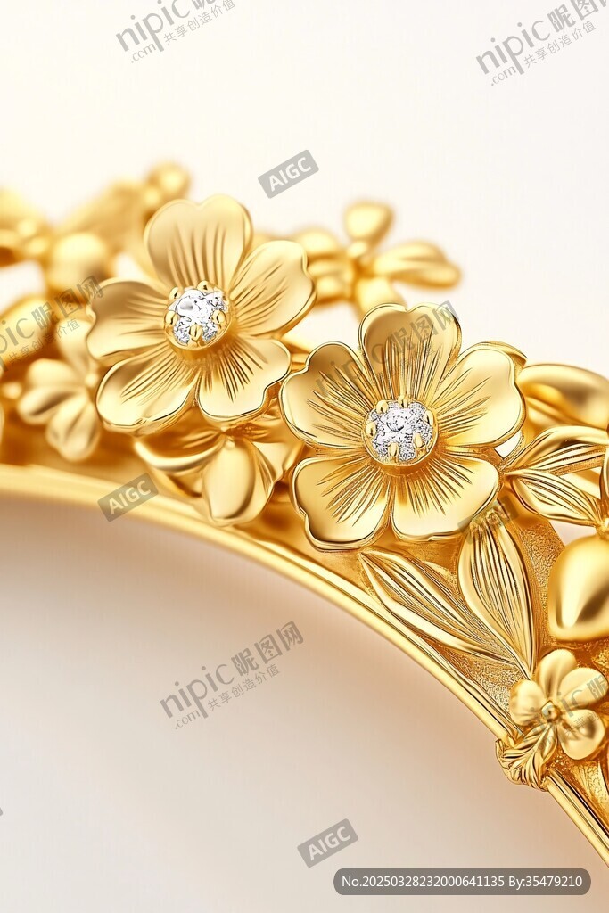 金鑲鉆花卉精美飾品