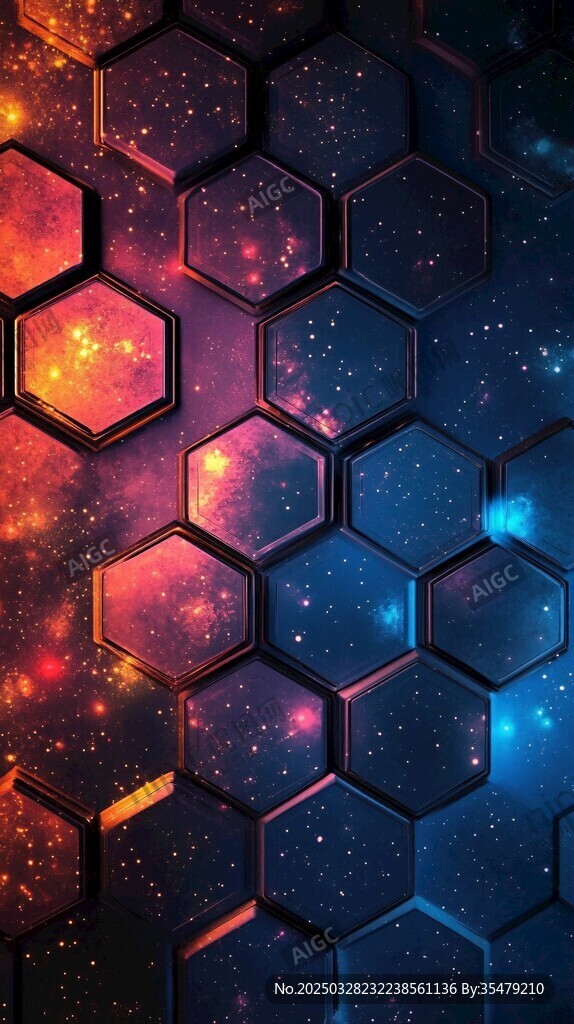夢幻六邊形星空背景圖